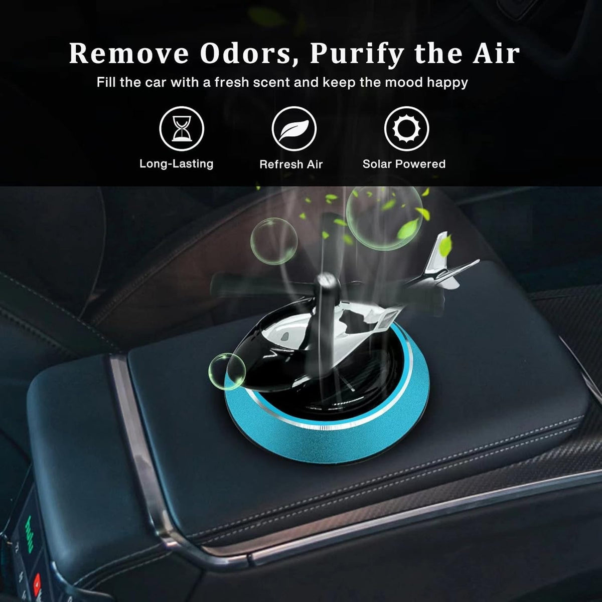 Solar-Powered Helicopter Car Aroma Diffuser | Rotating Propeller Air Freshener & Dashboard Interior Decor