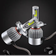 Premium C6 H4 LED Headlight Bulbs (2PCS) | 72W 7600LM COB Car Headlights | 6000K Diamond White High Brightness
