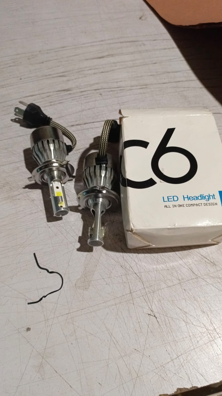Premium C6 H4 LED Headlight Bulbs (2PCS) | 72W 7600LM COB Car Headlights | 6000K Diamond White High Brightness