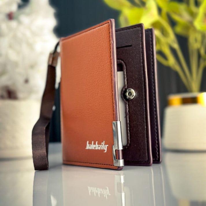 Premium Leather Wallet Black Brown Orange Bi-Fold