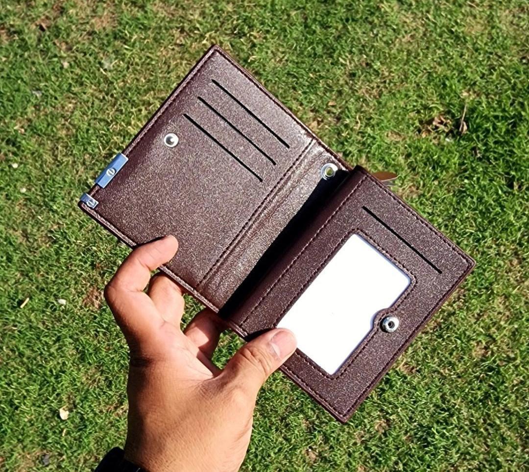Premium Leather Wallet Black Brown Orange Bi-Fold